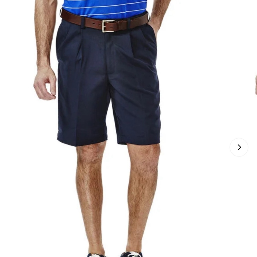 🔥 SALE HAGGAR Men’s Pleated Golf Shorts Navy Blue Size 32”
